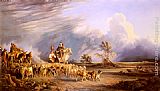 Goat Canvas Paintings - Goat Herders In A Neapolitan Landscape